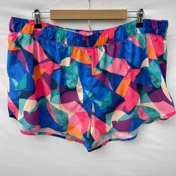 Athletic Shorts size 2X Colorful Pattern Midrise Pull On Running Jogging Casual - Picture 1 of 8